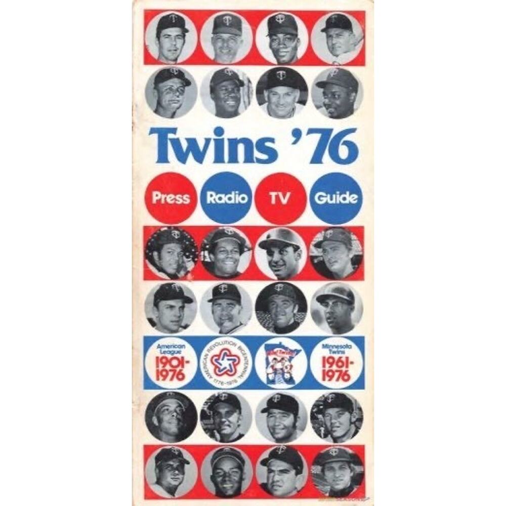 Twins '76 Press Radio TV Guide 1976 Minnesota Twins Cover On 12x8in Metal Sign
